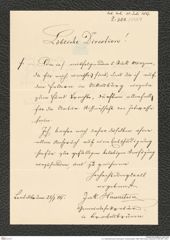k.k. naturhistorisches Hofmuseum, Intendanzakten 1885-1896 (Hauer), Aktenzahl Z.308/1887, Seite 1
